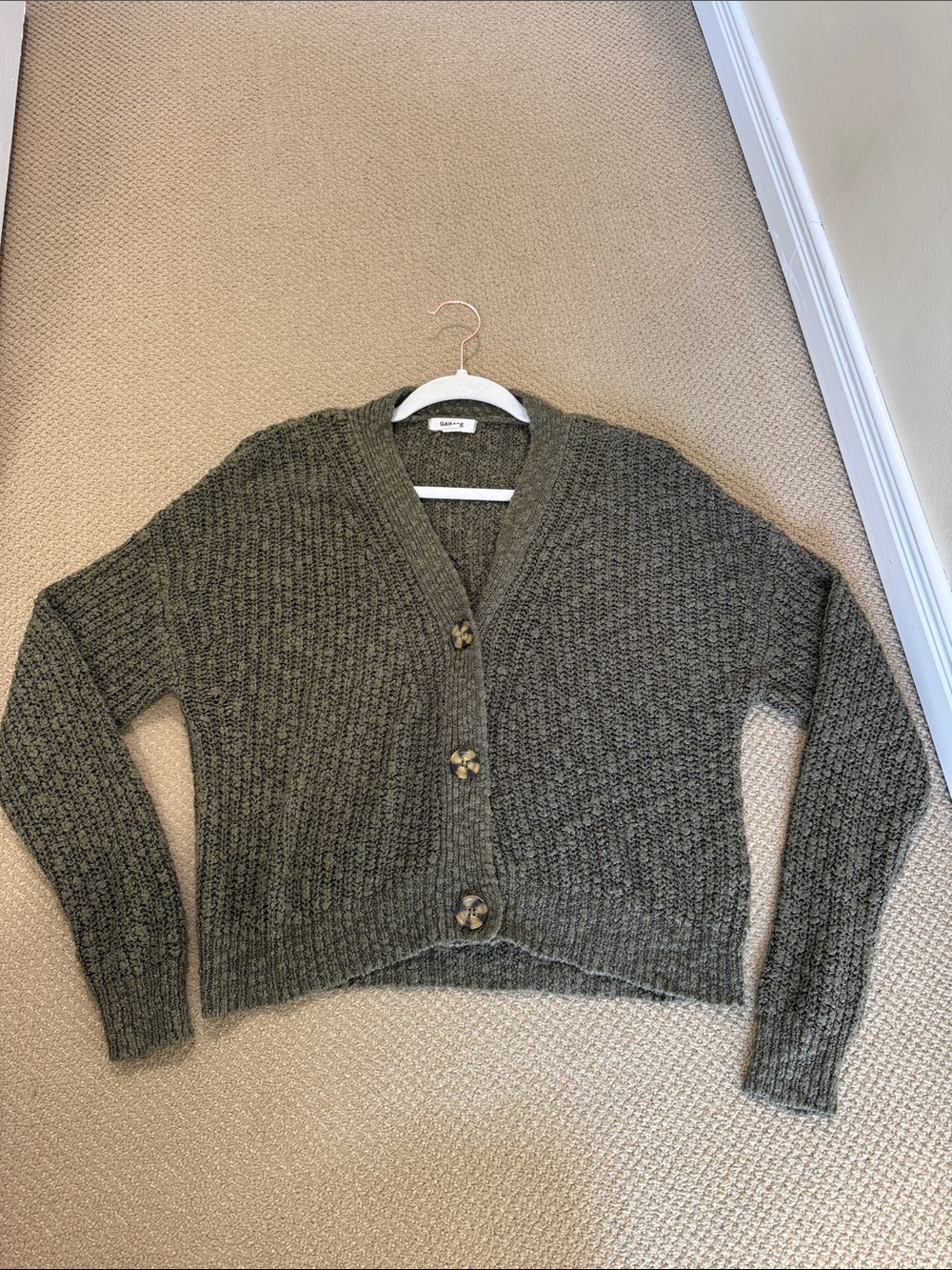 Garage Olive Knit Button-Up Cardigan